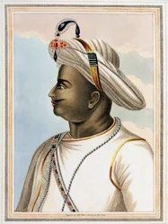 Tippoo Sultan (1749-99) planche de Picturesque Scenery in the Kingdom of Mysore, gravé par Edmund Scott, 1805